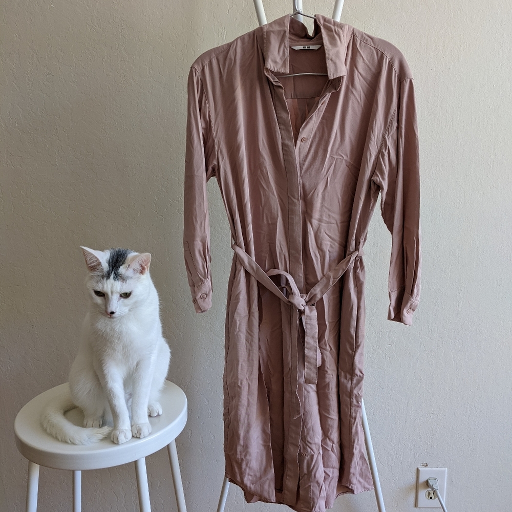 Uniqlo Rayon Long-sleeve Button Dress